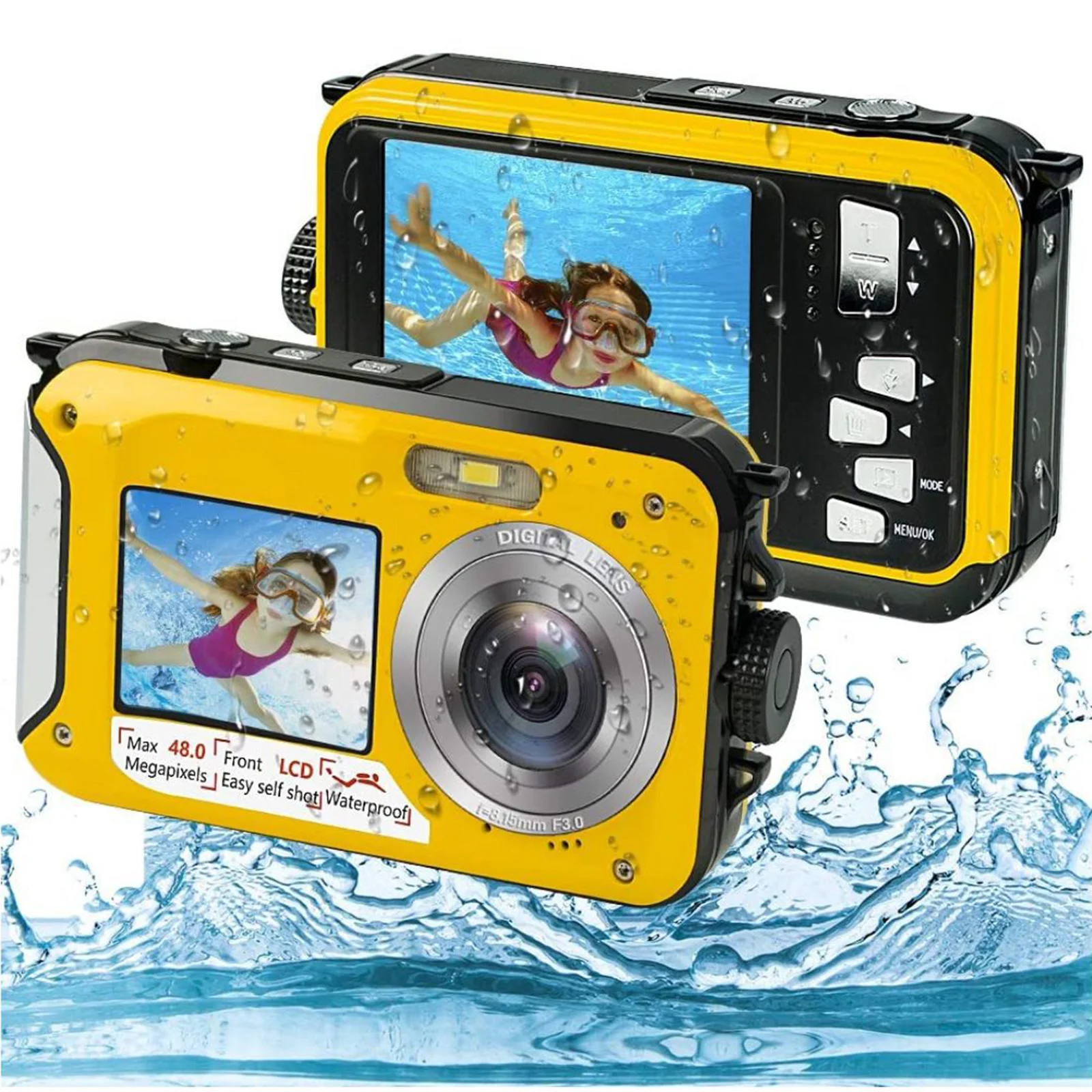 Aparat podwodny ekrany HD 2.7K 48MP cyfrowy wodoodporny Anti-shake kamera wideo na rejestrator do Snorkeling Surprise price Best enlarge