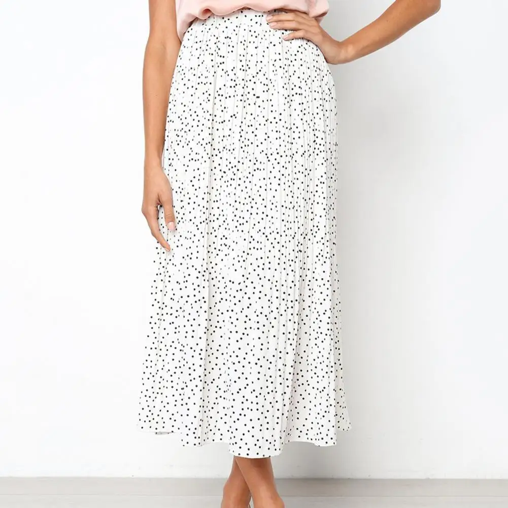

Beautiful Midi Skirt A-Line Elegant Office Skirt Pleated Ruffle Hem Party Skirt