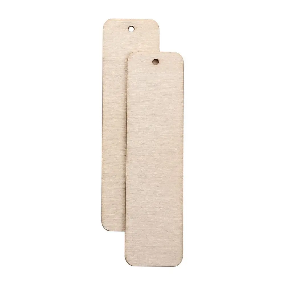 

for DIY Hanging Tags Rectangle Book Cilp with Ropes Unfinished Bookmark Wood Bookmark Rectangle Wooden Tags Blank Bookmark
