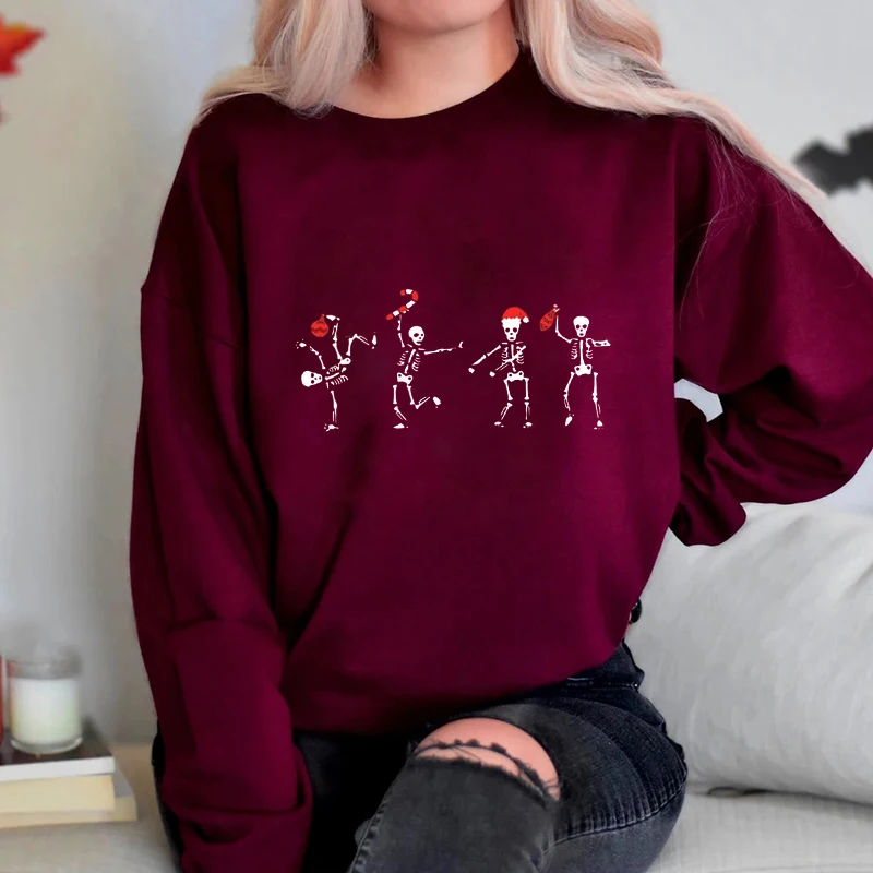 

Rheaclot Christmas Ghost Printing Women's Causal Cotton Long Sleeve SweatShirt