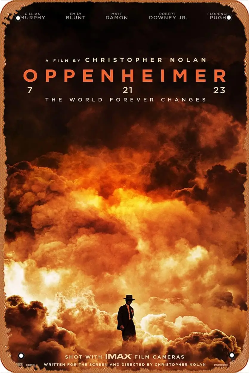 Oppenheimer (Cillian Мерфи Эмили Блант) кинопостер жестяной знак кинотеатр 8x12