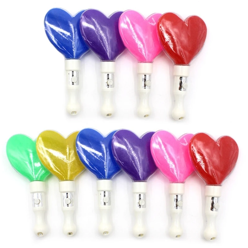 

LED Flashing Stick Handheld Heart-shape Light Sticks Glowing Glow at Dark Kids Adult Rally Party Props 10PCS