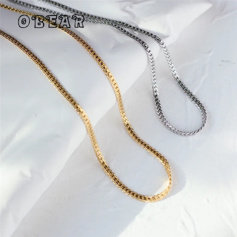 Змеиная кость из нержавеющей стали Плоское Ожерелье-цепочка высокое качество 18K