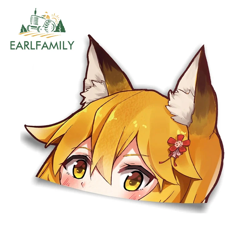 

EARLFAMILY 13cm for Sewayaki Kitsune no Senko-san Peeker Car Stickers Occlusion Scratch Simple Decals Anime Car Door Protector