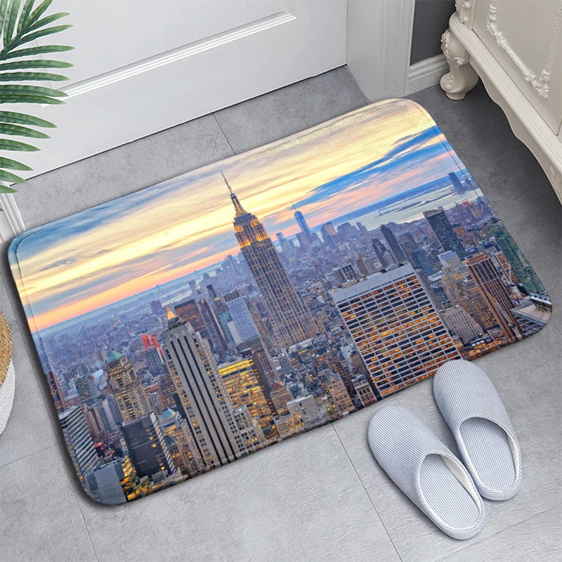 

Empire State Building Doormat Floor/Bath/Kitchen/Beach Mat Flannel Sponge Fabric 3D Printed Shaggy Custom Decoration For Bedroom