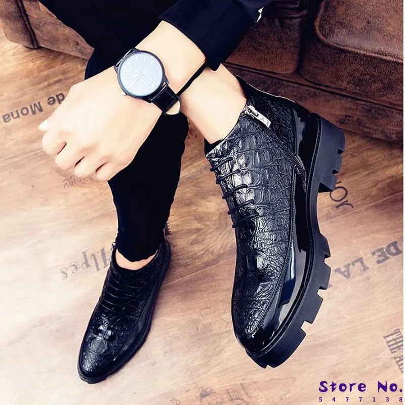 

Male patent leather Moccasins shoes High top italian formal dress brogue oxford wedding Business shoes boots 2023