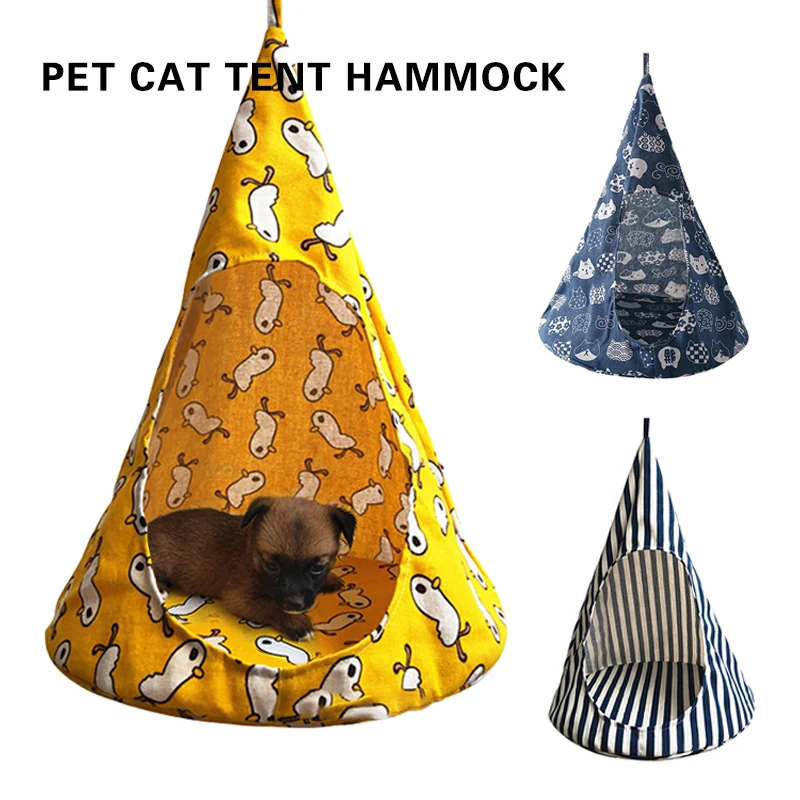 

Cat Sleeping Product Foldable Cat Hammock Bed Removable Puppy Hanging House Bed Cone Shape Breathable Washable Conical Tent