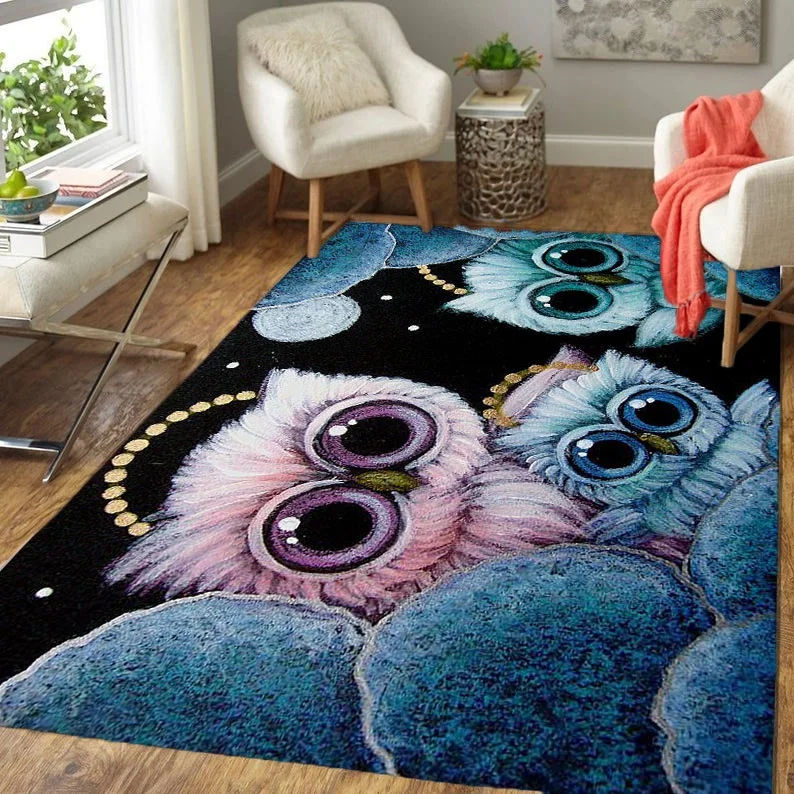 

Cute Lovely Owl Mat Child Carpet Pattern Area Rugs Hallway Carpet Soft Runner Rugs for Kitchen Living Room Bedroom Entryway Mat