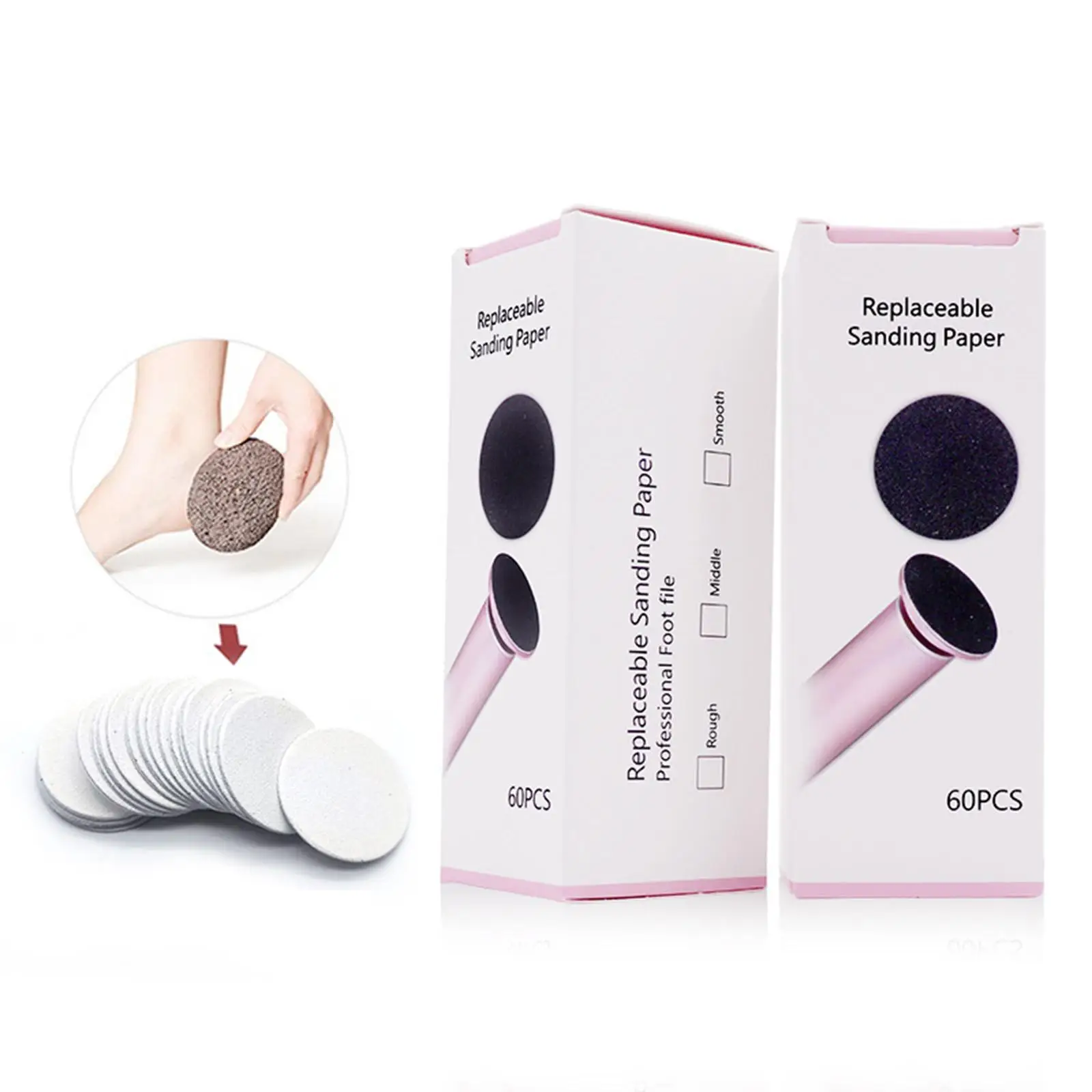 

60 шт., круги из шкурки для педикюра