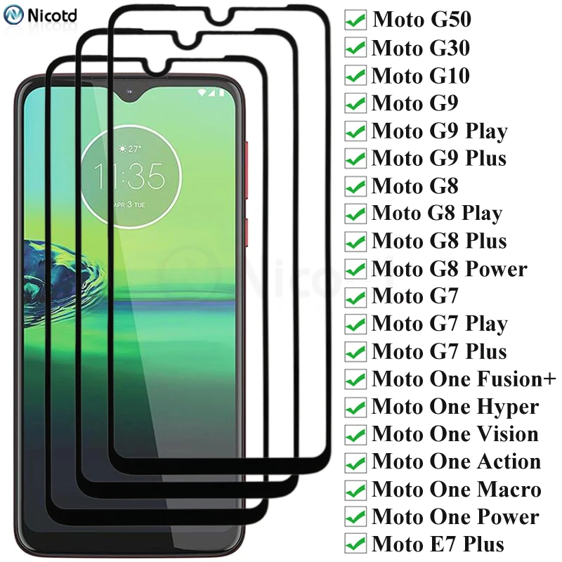 

1-5PCS Tempered Glass For Moto G8 G7 G9 Play Plus Power G30 G50 Screen Protector For Moto One Hyper Action Vision Macro Fusion