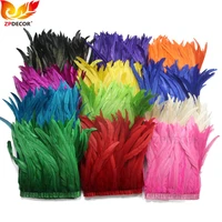 zpdecor wholesale 30 35cm rooster tail feathers trim 2 yard per 1 lot use carnival dance