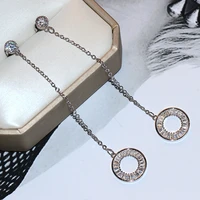 2022 new trend fashion womens earrings s925 silver long tassel circle elegant zircon ladies engagement gift jewelry wholesale