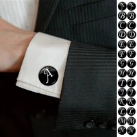 mens fashion a z letter cufflinks silver glass dome letters time stone french gentleman shirt wedding cufflinks cuff nails