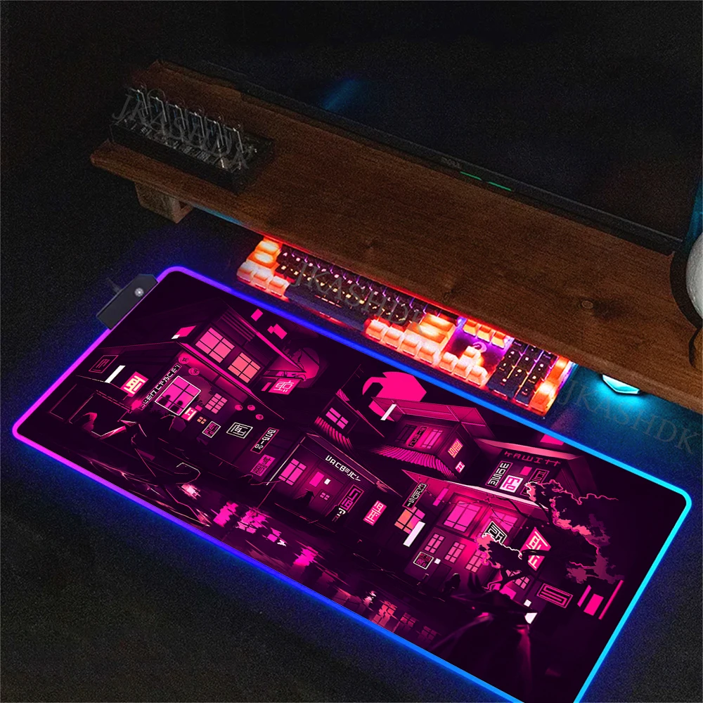 Светящийся коврик для мыши RGB Neon City