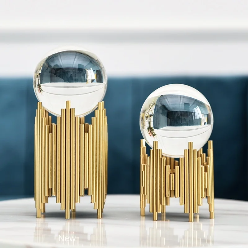 

Creative Nordic Light luxury wind crystal ball ornaments modern living room TV cabinet porch wine cabinet European home