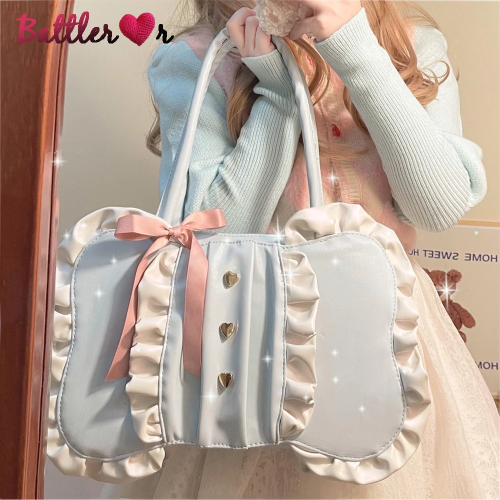 

Lolita Bowknot Design Handbag and Purse Women Fashion Cute Armpit Bag Designer Women Shoulder Tote Sac A Main Bolsa Feminina