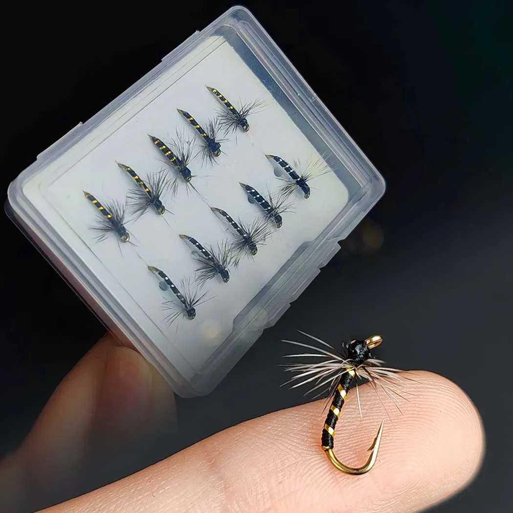 Фото 5/10 шт. с коробкой Griffith Midges Bait - размеры # 14 |   Нахлыстовая наживка для рыбалки |   Сухие мухи |   Ловля форели/Окунь №2