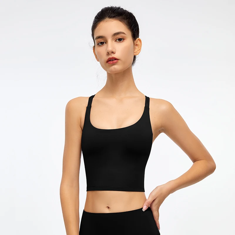 

ABS LOLI Black Push Up Sports Bras For Women Cross Back Yoga Bras with Removable Pads Workout Crop Tops