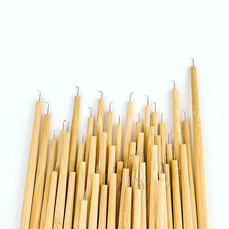 

50pc Ventilating Needles Hooking Hair Wig Ventilating Tools Holder With Needles Wood Handle Lace Wig False Beard making supplies