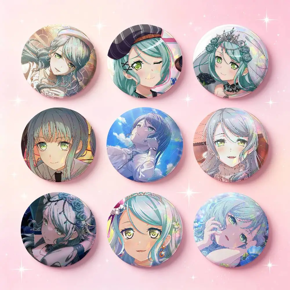 Фото Значки Hikawa Sayo BanG Dream (25, 32, 44, 58, 75 мм), круглые, для косплея, украшение для сумок, подарки для фанатов, друзей, сувенирная брошь №1