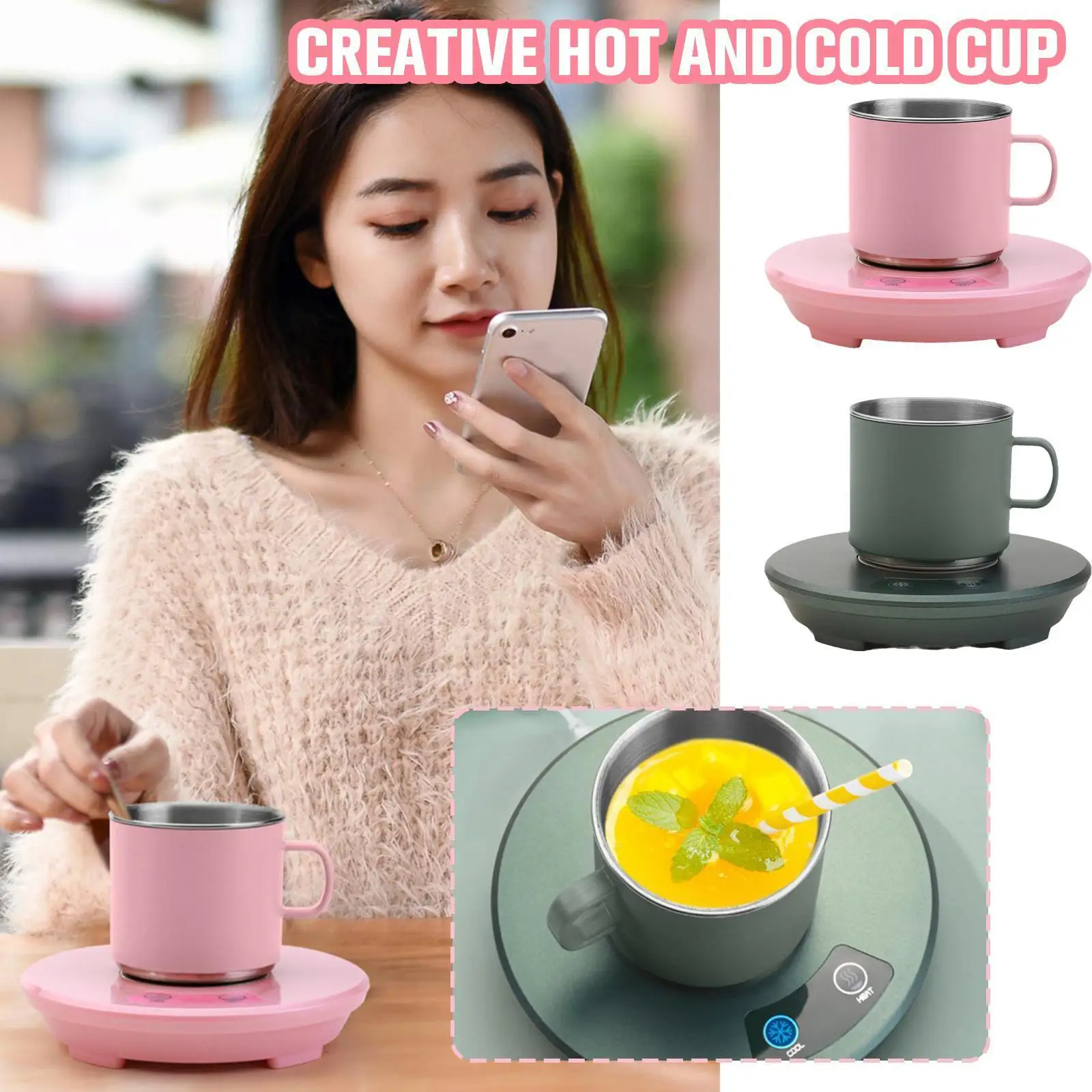 

2 в 1 электрическая чашка с быстрым охлаждением, Портативная Usb-подставка, подогрев кофе, молока, напитков, чашка-коврик, охлаждающий кулер Q6e6