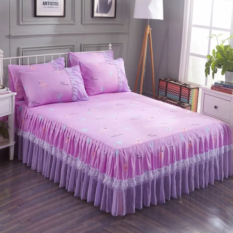 

Yaapeet Nordic Romantic Flower Pattern Polyester Ruffled Bedspreads Flamingo Bed Skirt Queen King Bedclothes Sheet Bed Cover