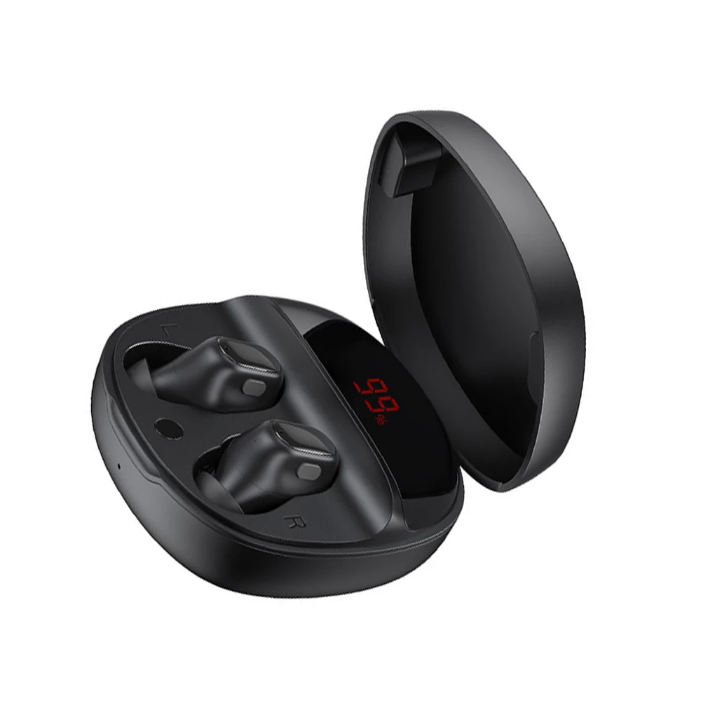 

1 Pair Earphones Handsfree Call Microphone Bluetooth-compatible Waterproof Headsets LED Digital Display Wireless Earbuds