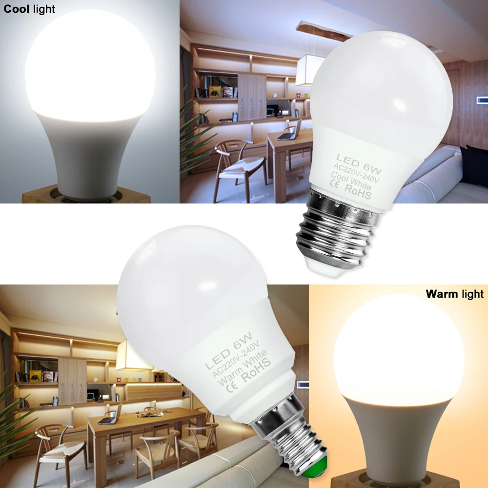 

E27 LED Light Bulb E14 Lamp 220V Lampada 3W 6W 9W 12W 15W 18W 20W 240V Bombillas Warm White Leds Chandeliers For Home Ampoule