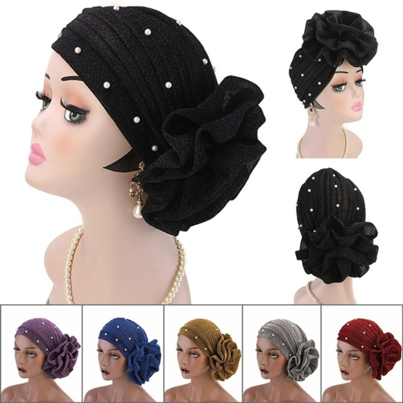 

Women's Hats Spring Summer Floral Beanie Hat Muslim Stretch Turban Hat Cap Hair Loss Headwear Hijib Cap 2022