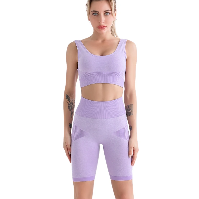 

Sleeveless Yoga Set Fitness Clothing Sportswear High Waist Women Gym Leggings Tights Padded Push-up Sports Bra Sports Sets