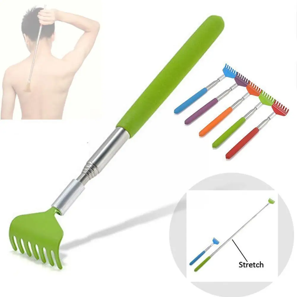 

1pc Telescopic Rake Back Scratcher Back Massage Itch Random Scratcher Back Massage Rake Stick Metal Anti Adjustable Long Z6U8