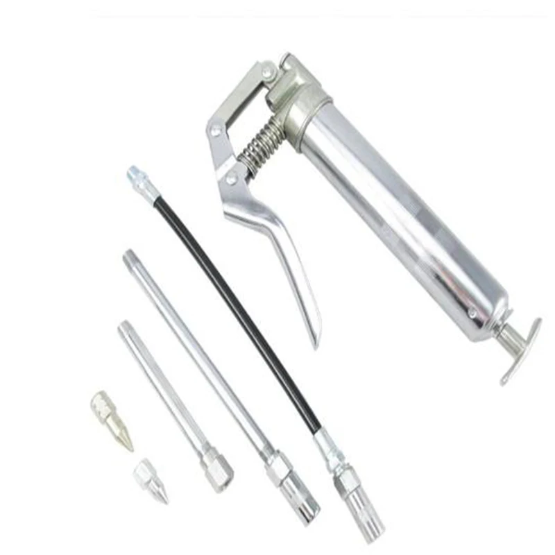 

120CC Car Manual Grease Gun Kit Oiler Syringe Car Oil Pump With Oil Hose For Auto Trains Airplanes Mines etc Car Syringe