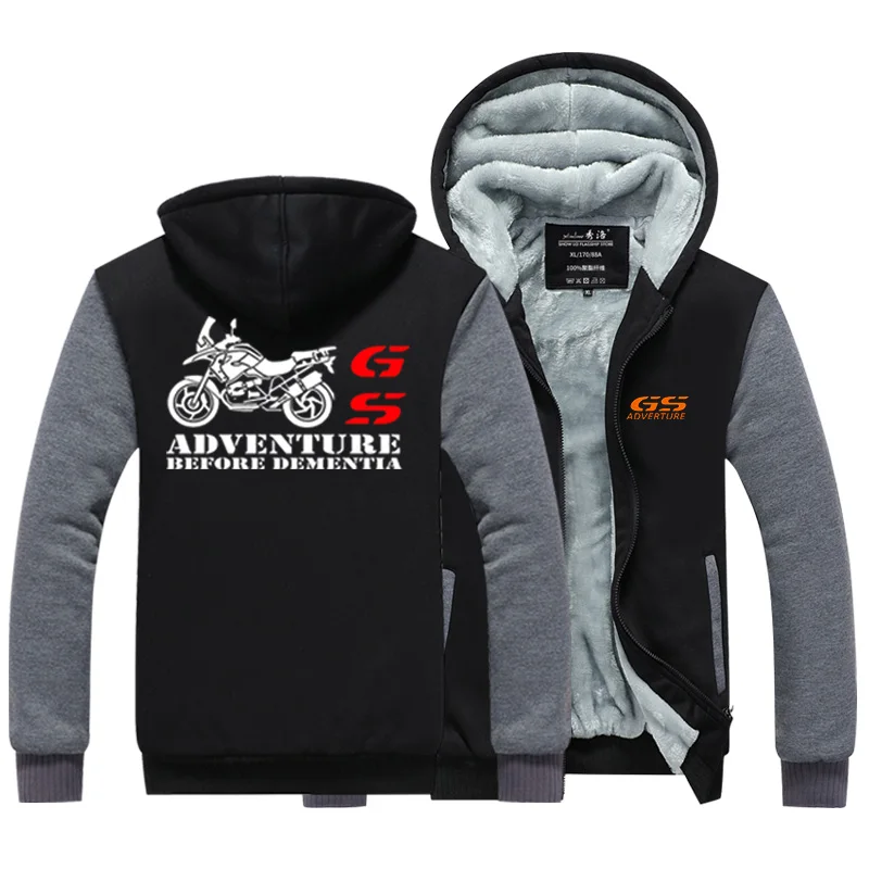 

2022 Winter Print GS ADV Car Logo Thicken Jackets Male Hoodies Zipper Sweatshirts Tracksuit Men's Coats