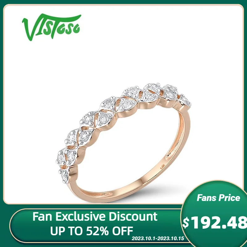 

VISTOSO Подлинная 14 к 585 розовое золото кольцо для Для женщин гламурных, украшенные сверкающим бриллиантом обещание Обручение Юбилей, подарок, изящное ювелирное изделие
