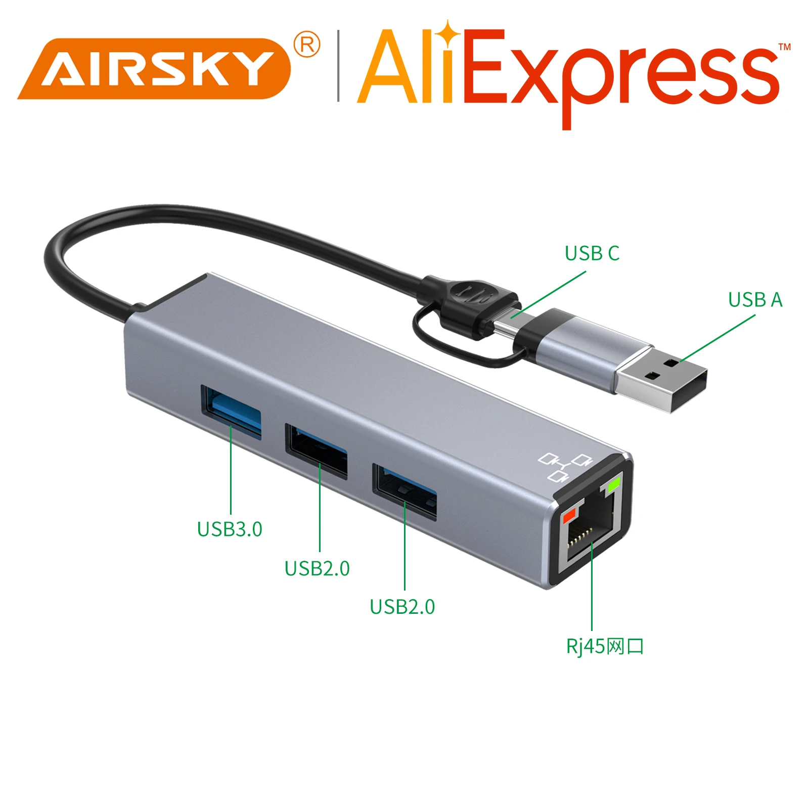 Фото AIRSKY USB C Docking Sation to DP HDMI-адаптер-концентратор для мобильных телефонов Huawei Samsung, планшетов, ПК, ноутбуков, телевизоров, проекторов, мониторов №1