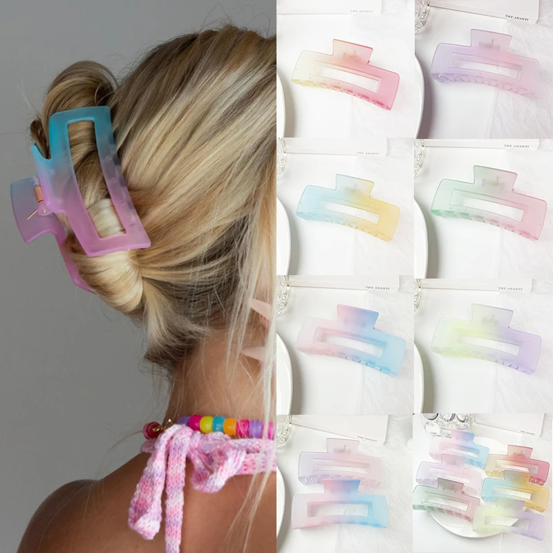 

New Women Girls Hair Claw Clamps Gradient Hair Clip Large Size Hairpins Crab Barrette Headband Fashion Ornament Hair Accessories