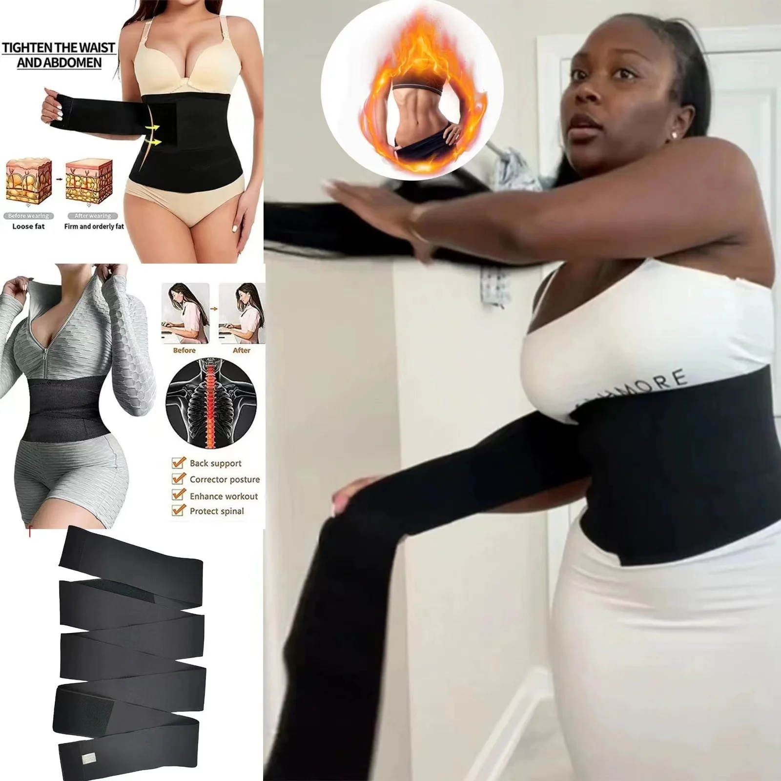 

Plus Size Waist Trainer for Women Invisible Tummy Wrap Slimming belt Bandage Wrap Lumbar Waist Support Belt Adjustable Long Belt