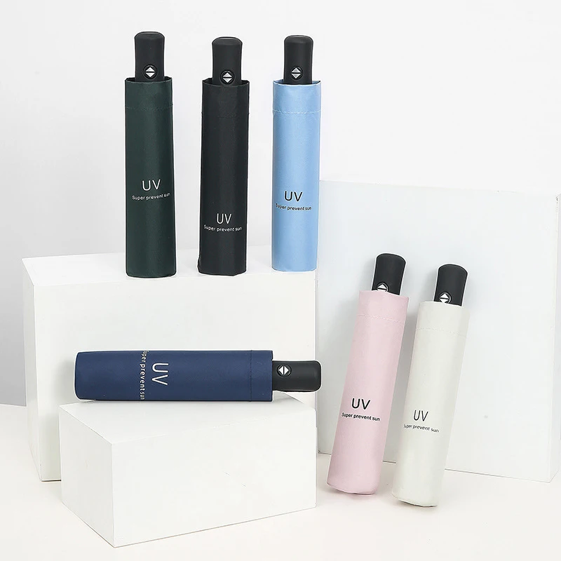 Зонт от дождя и солнца 3 складных дорожных зонтика с защитой УФ лучей 8 спиц