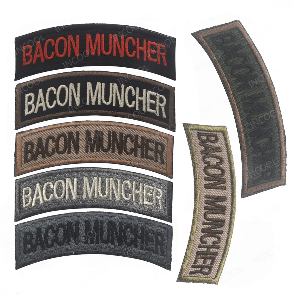 

Embroidery Patch Bacon Muncher Patch Tactical Military Patches Emblem Appliqued Combat Embroidered Badges Chevron Strip For Caps