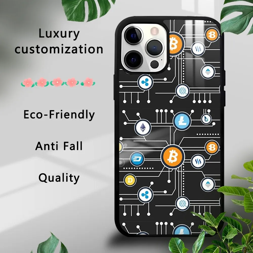 Чехол для телефона B-Bitcoin iPhone 15 14 13 12 11 Pro Xs Max Mini XR X 7 8 Plus роскошный зеркальный