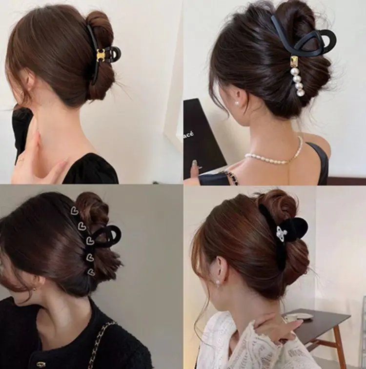 Ручка большая черная заколка в виде акулы высококачественная для волос женская