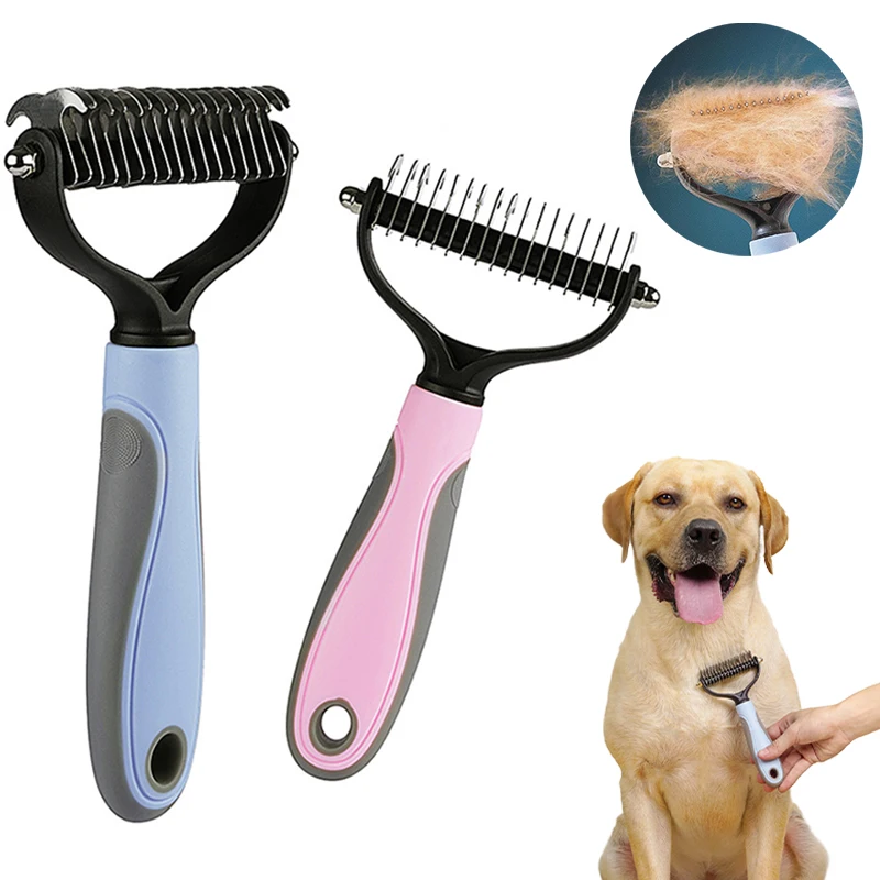 

Dog Cat Hair Removal Comb Brush Dog Fur Knot Cutter Pet Grooming Shedding Tool Double sided Dog Cats Massage Clean Comb Supplies
