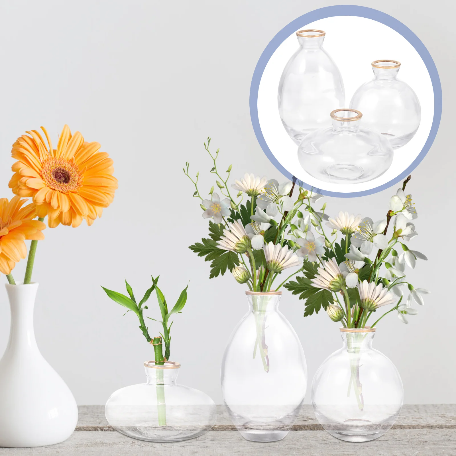 

3Pcs Glass Flower Vases Wedding Flower Arrangement Holders Decorative Flower Holders