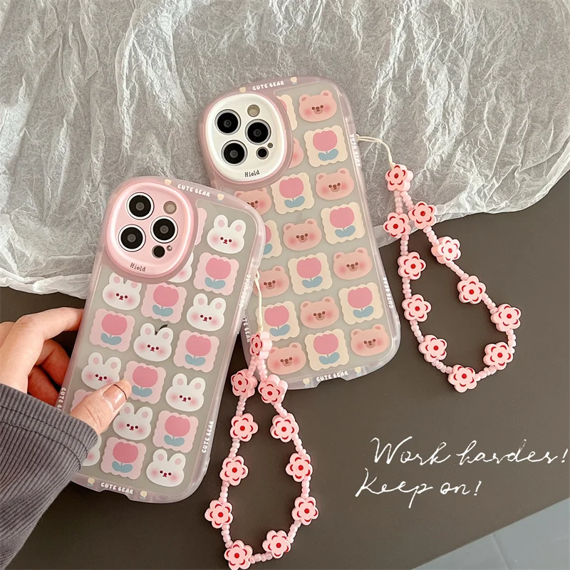 

Чехол с маленькой талией «Два в одном», клетчатый кролик с цепью для iphone 13, 11, 12 pro max, XR, XSmax, XS, 13, 12 Pro, Обложка