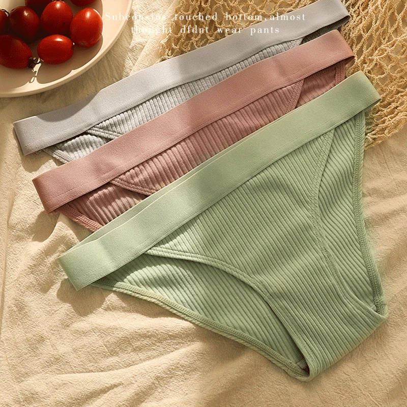 

Womens Cotton Briefs Comfortable Low Waist Female Panties Elastic Ventilation Ladies Briefs Sexy Underpants For Women 3PCS/Set