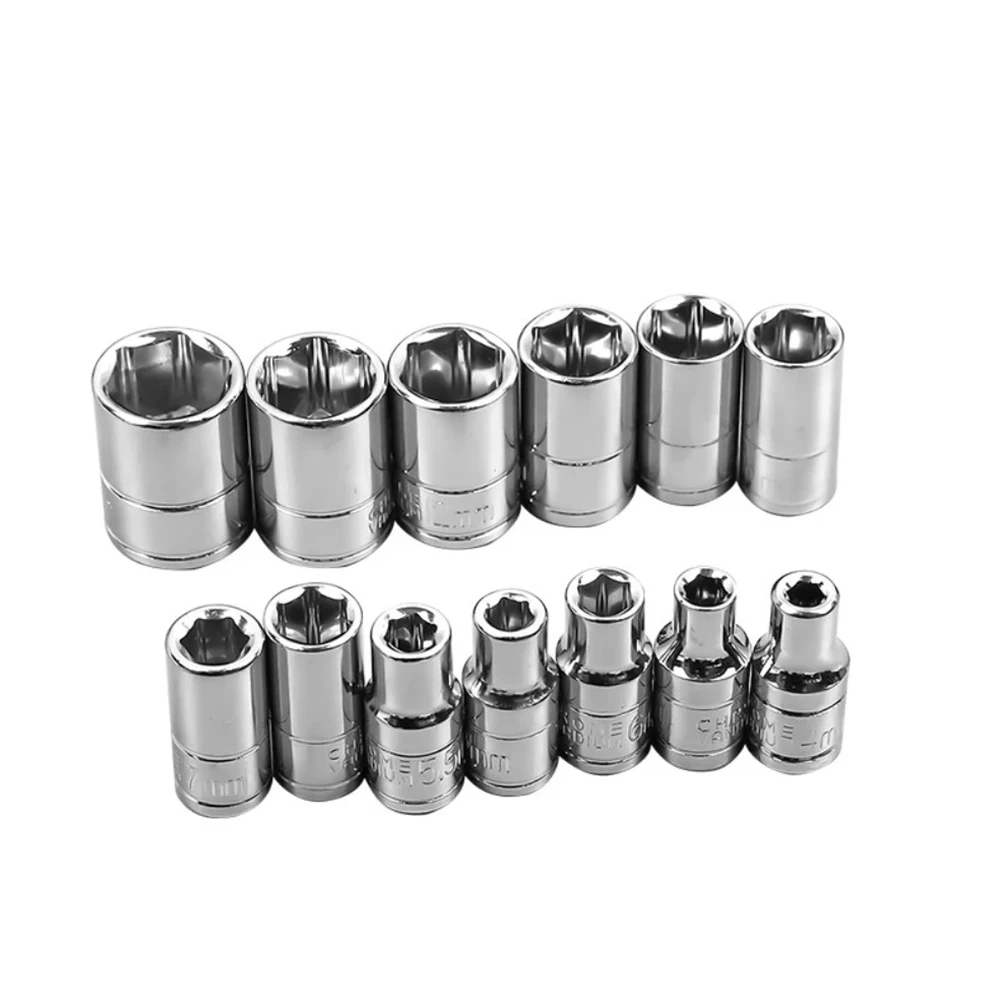 

1pc 1/4 Socket Wrench Head Sleeve Hand Tools Auto Repair Removal Tool 4-14 Mm Tools Workshop Equipment For Ratchet Wrench