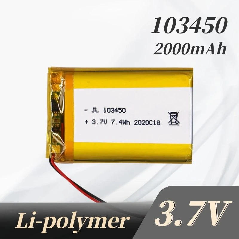 103450 3,7 в 2000 мАч полимерная литиевая батарея Jst PH 2,0 мм 2-контактная штепсельная вилка Bluetooth-динамик детская игрушка