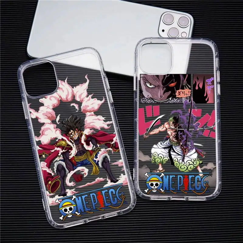 

Anime One Piece Monkey D Luffy Roronoa Zoro Phone Case Transparent For iphone 13 12 11Pro Max XS Max 8 7 Plus X SE20 XR cover