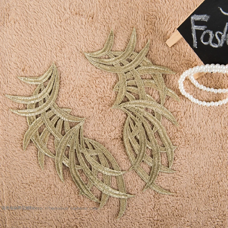 10 штук/лот Вышивка Цветы Заплатки Золотая Кружевная Аппликация Воротник Свадебное Платье Формальные Аксессуары Пайеточная Ткань Заплатка Лц17.