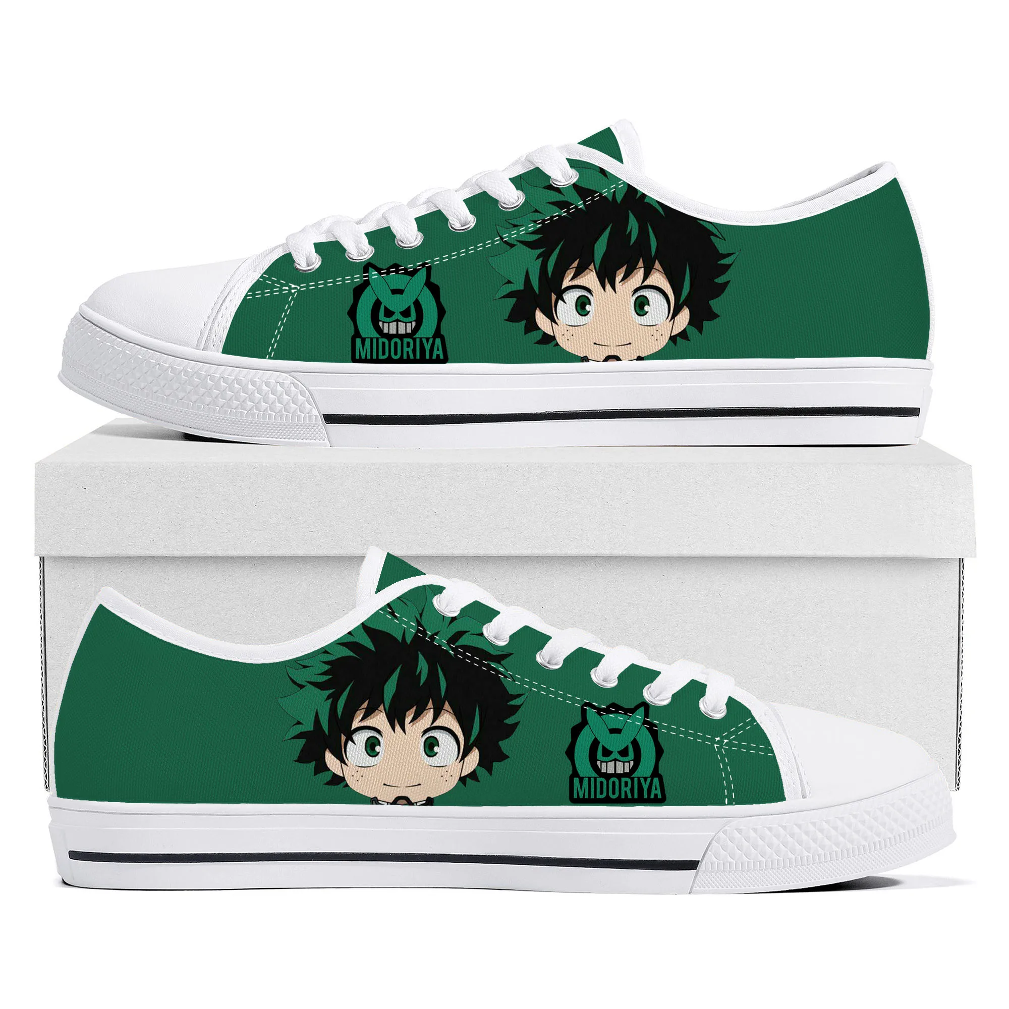 

Izuku Midoriya Hero Academia Low Top Sneakers Mens Womens Teenager High Quality Canvas Sneaker Casual Couple Shoes Custom Shoe